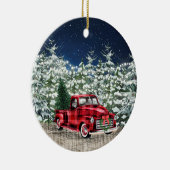 フォトレッドファームトラッククリスマスウォーター色 セラミックオーナメント (右)
