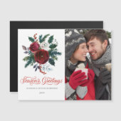 フォトレッドフローラクリスマスホリデー磁気カード (正面/裏面)