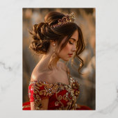 フォトレッドフローラスクロールキンセアニェラ 箔招待状 (裏面)