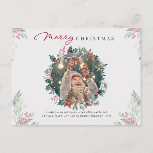 フォトレッドベリー植物性クリスマス シーズンポストカード (正面)