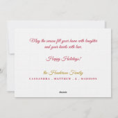 フォトレッドポインセチア喜びと金ゴールドパインホリデーカー シーズンカード (裏面)