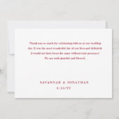 フォトレッドポインセチア結婚ホリデイ サンキューカード (裏面)