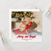 フォトレッドメリーと明るいクリスマスカード カード (正面/裏面インサイチュ)