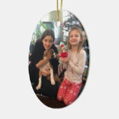 フォトレッドメリークリスマスのパーソナライズ セラミックオーナメント (左)