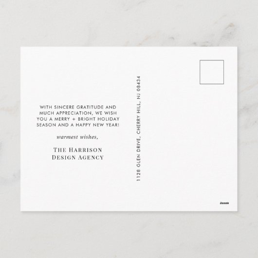 フォトレッドモダンビジネス企業のクリスマス シーズンポストカード (裏面)