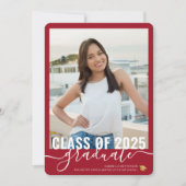 フォトレッドモダン卒業式オープンハウス招待状 案内状 (正面)