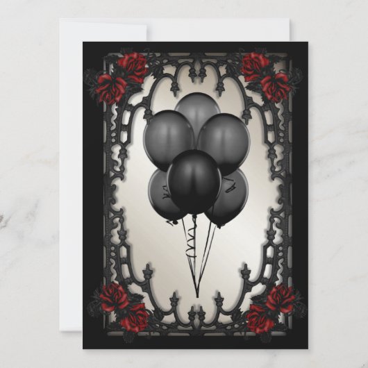 フォトレッドローズゴシックSweet 16アイアンゲート金ゴールド 招待状 (裏面)