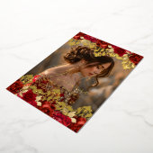 フォトレッドローズ金ゴールドダマスクフローラキンセアニェラ 箔招待状 (回転した状態)