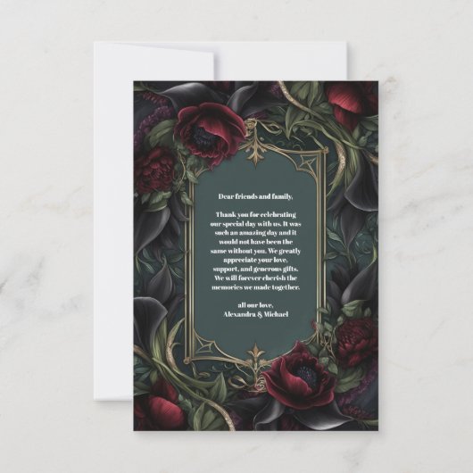 フォトレッドローゼゴシックハロウィン結婚ズ サンキューカード (裏面)