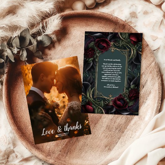 フォトレッドローゼゴシックハロウィン結婚ズ サンキューカード