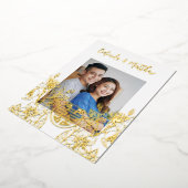 フォトレッド中国の金ゴールド結婚ズ 箔招待状 (回転した状態)