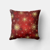 フォトレッド金ゴールドスノーフレーククリスマスホリデー クッション (裏面)