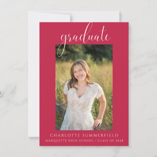 フォトレッド&ホワイト卒業パーティー 招待状 (正面)