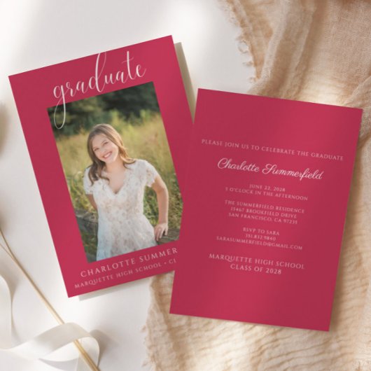 フォトレッド&ホワイト卒業パーティー 招待状