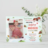 フォトレディバグ1st誕生日の招待ガールロベバグ 招待状 (スタンド正面)