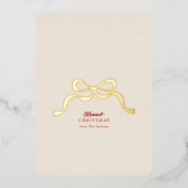 フォトレトロなクリスマス金ゴールドの弓モダン 箔シーズンカード (正面)