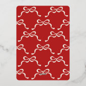 フォトレトロなクリスマス金ゴールドの弓モダン 箔シーズンカード (裏面)