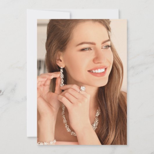 フォトレトロアールデコダークブライダルシャワー 招待状 (裏面)