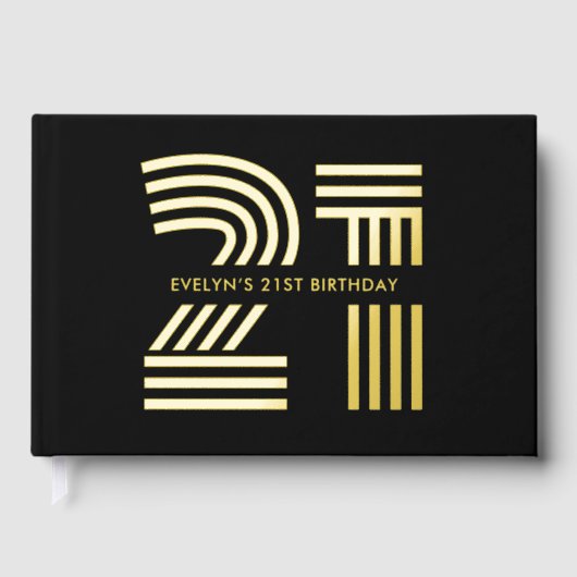 フォトレトロエレガントブラック誕生日 ゲストブック (正面)