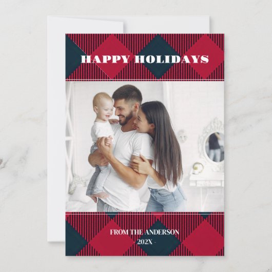 フォトレトロクリスマスプレッドグリーティングホリデー 招待状 (正面)