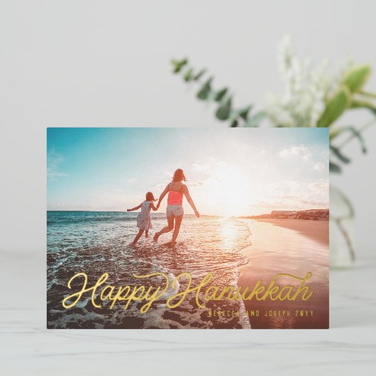 フォトレトロスクリプトハッピーハヌカー 箔シーズンカード (立ち正面)