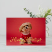 フォトレトロスクリプトハッピーホリデー金ゴールド 箔シーズンカード (立ち正面)