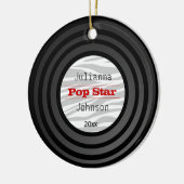 フォトレトロパーソナライズされたビニールアルバムの記念 セラミックオーナメント (左)