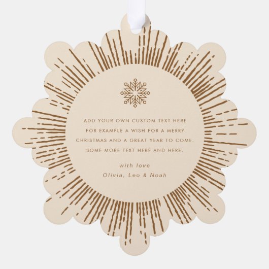 フォトレトロ日が差すことクリームスノーフレーククリスマス オーナメントカード (裏面)