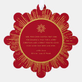 フォトレトロ日が差すことスノーフレーク赤クリスマス オーナメントカード (裏面)