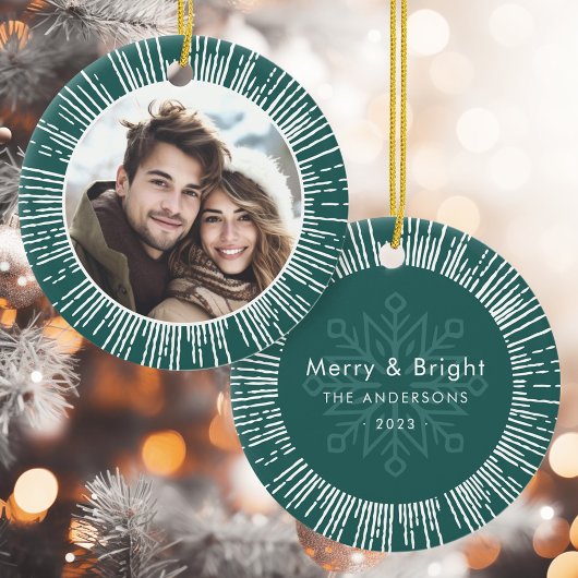 フォトレトロ日が差すことパイングリーンクリスマス セラミックオーナメント