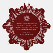 フォトレトロ日が差すこと濃い赤い雪の結晶クリスマス オーナメントカード (裏面)