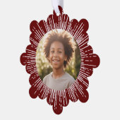 フォトレトロ日が差すこと濃い赤い雪の結晶クリスマス オーナメントカード (左)