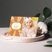 フォトレトロGroovy 70をテーマにした子供の誕生日 招待状