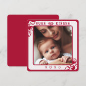 フォトレパーソナライズされたッドフローラハグとキスXOXO (正面/裏面)