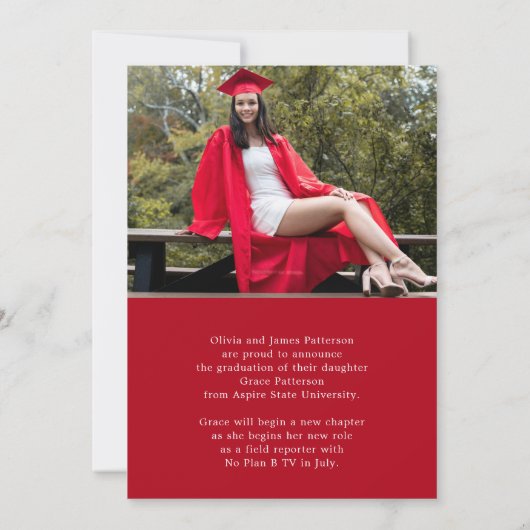 フォトレモダンッドホワイト卒業発表 招待状 (裏面)