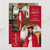 フォトレモダンッドホワイト卒業発表 招待状 (正面/裏面)