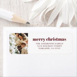 フォトレモダンッドメリークリスマスのミニマリスト ラベル