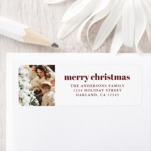 フォトレモダンッドメリークリスマスのミニマリスト ラベル (インサイチュ)