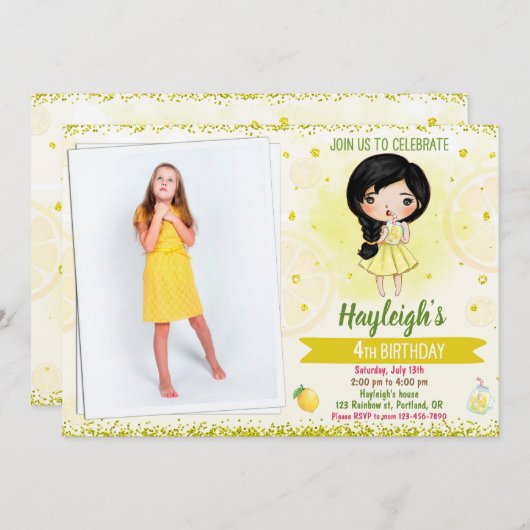 フォトレモンの招待夏の誕生日の招待 招待状 (正面/裏面)