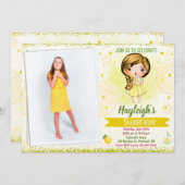 フォトレモン招待シトラス誕生日レモネード 招待状 (正面/裏面)