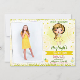 フォトレモン招待シトラス誕生日レモネード 招待状