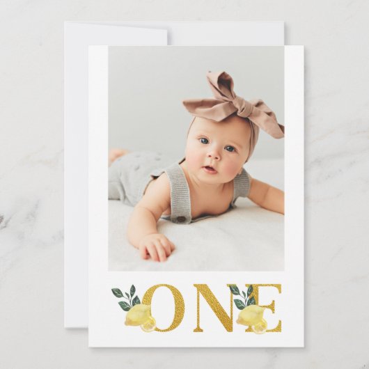 フォトレモン私たちの主な絞り1歳の誕生日 招待状 (正面)