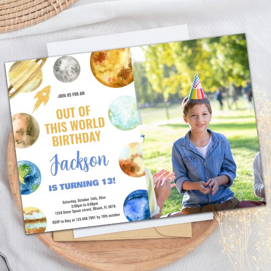 フォトロケット宇宙誕生日招待状 招待状