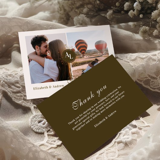 フォトロココフローラアンティーク結婚フレーム サンキューカード