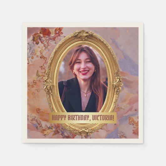 フォトロコソフトルネッサンス金ゴールド誕生会 スタンダードカクテルナプキン (正面)