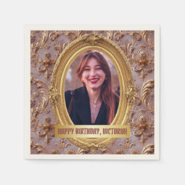 フォトロコソフトルネッサンス金ゴールド誕生会 スタンダードカクテルナプキン