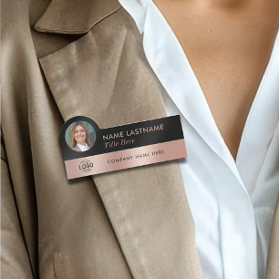 フォトロゴお洒落フェイクバラ金ゴールド黒スタイリッシュ 名札