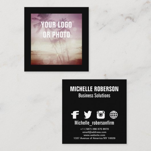 フォトロゴのインターネットアイコン スクエア名刺 (正面/裏面)