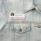 フォトロゴのタイトルガーリー赤面ピンクのホワイトネーム 名札 (インサイチュ)