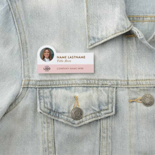 フォトロゴのタイトルガーリー赤面ピンクのホワイトネーム 名札 (インサイチュ)